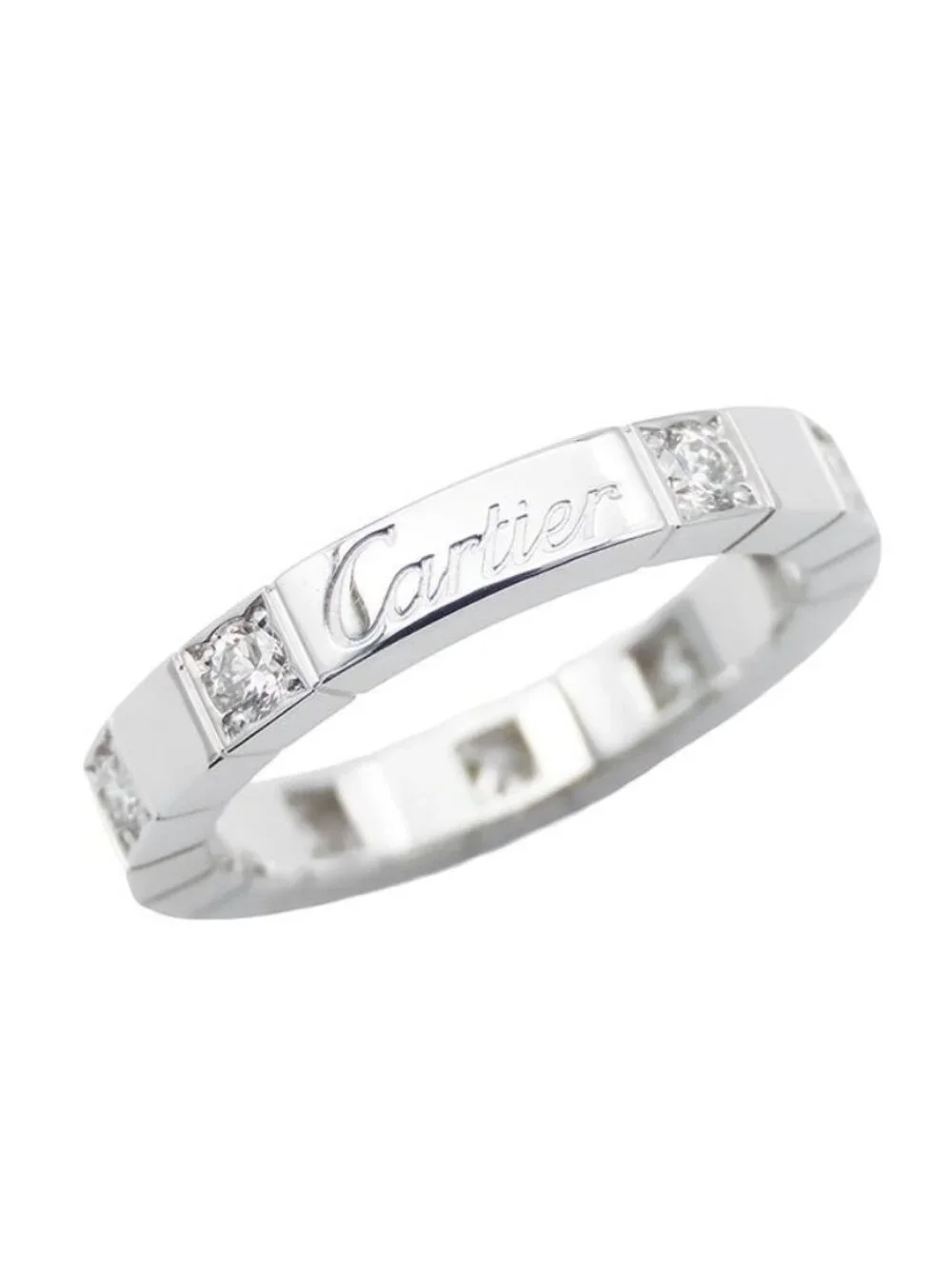 Cartier Lanieres Ring White Gold 18K Diamond 49